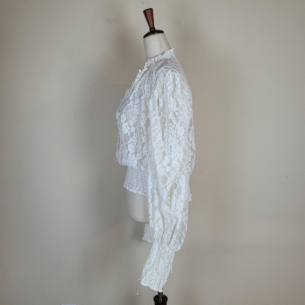 For Love & Lemons White Lace Peasant Blouse - Picture 5 of 13